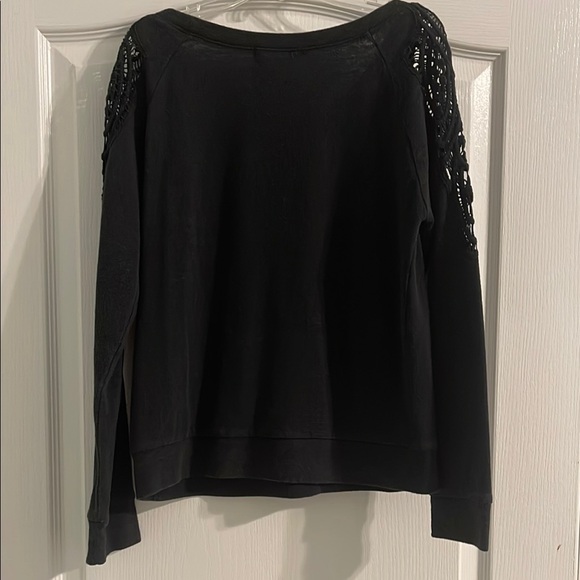 Black Lace Sleeve Women's Top - Picture 3 of 5